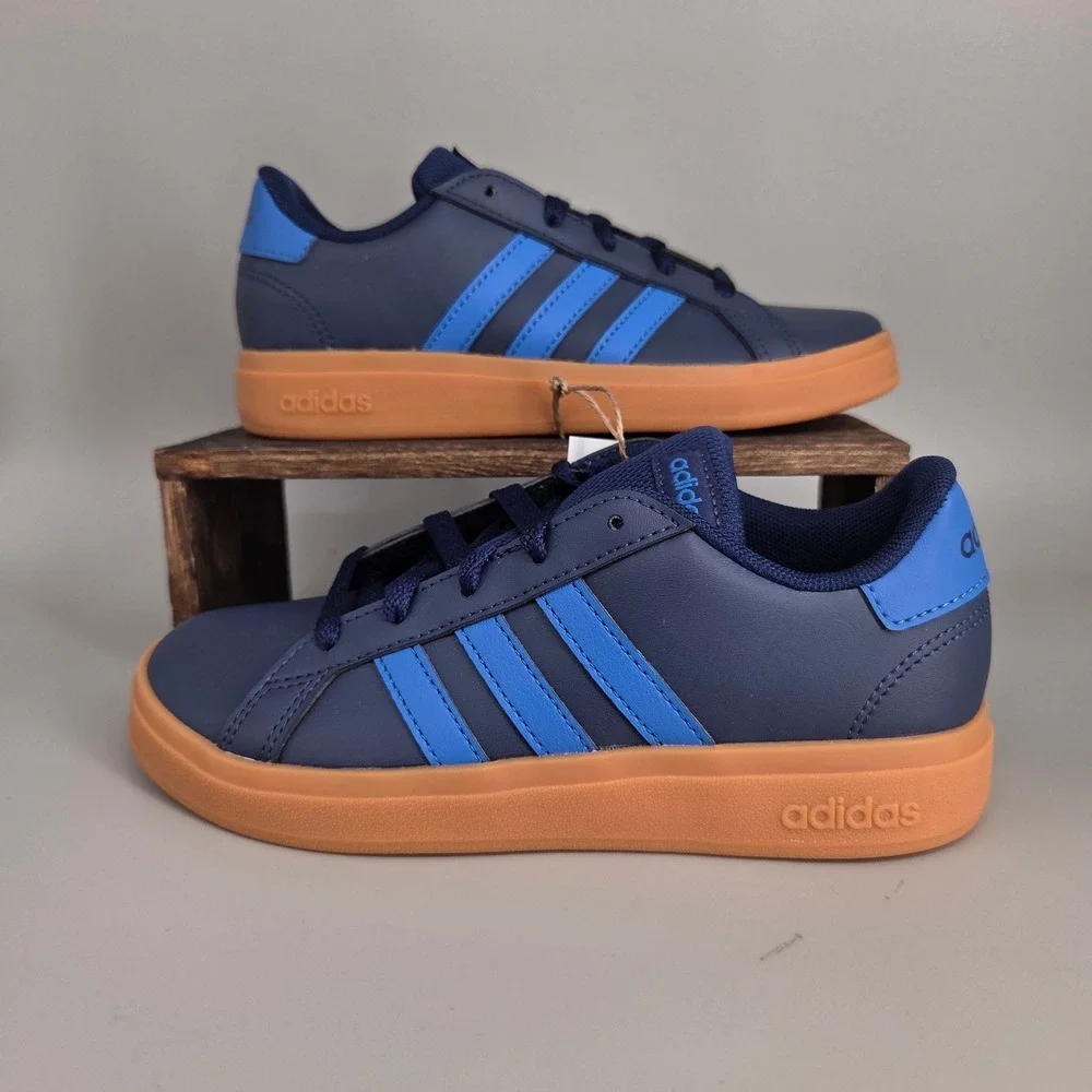 Adidas Grand Court 2.0 K Kids 1.5 Navy Blue Gum Sole Sneakers JS4344 Sporty